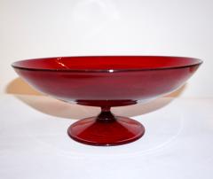  Salviati Salviati 1940s Italian Antique Ruby Red Murano Art Glass Compote Dish or Bowl - 987330