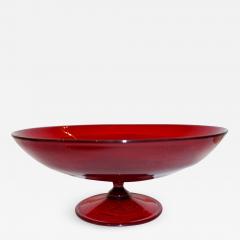  Salviati Salviati 1940s Italian Antique Ruby Red Murano Art Glass Compote Dish or Bowl - 988082