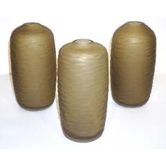  Salviati Salviati Vintage Italian Four Smoked Amber Gold Battuto Murano Art Glass Vases - 973689