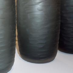  Salviati Salviati Vintage Italian Minimalist Smoked Gray Battuto Murano Art Glass Vases - 1041817