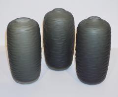  Salviati Salviati Vintage Italian Minimalist Smoked Gray Battuto Murano Art Glass Vases - 1041823