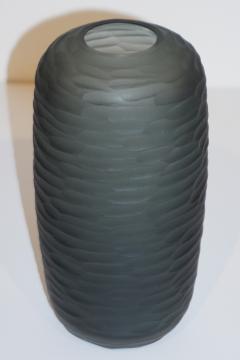  Salviati Salviati Vintage Italian Minimalist Smoked Gray Battuto Murano Art Glass Vases - 1041825