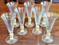  Salviati Set of 7 Salviati Venetian Gold Fleck Tall Champagne Flutes - 2070270