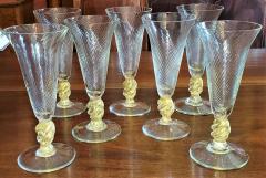  Salviati Set of 7 Salviati Venetian Gold Fleck Tall Champagne Flutes - 2070271