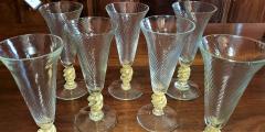  Salviati Set of 7 Salviati Venetian Gold Fleck Tall Champagne Flutes - 2070273