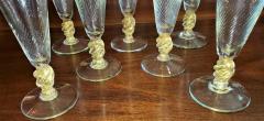  Salviati Set of 7 Salviati Venetian Gold Fleck Tall Champagne Flutes - 2070274