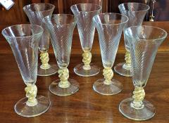  Salviati Set of 7 Salviati Venetian Gold Fleck Tall Champagne Flutes - 2070278