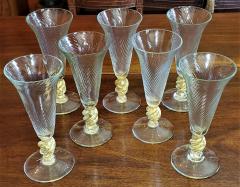  Salviati Set of 7 Salviati Venetian Gold Fleck Tall Champagne Flutes - 2070279