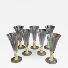  Salviati Set of 7 Salviati Venetian Gold Fleck Tall Champagne Flutes - 2072332