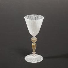  Salviati Set of 8 Antique Hand Blown Latticino Murano Wine Glasses W 24K Gold by Salviati - 4566563
