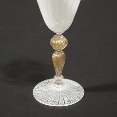  Salviati Set of 8 Antique Hand Blown Latticino Murano Wine Glasses W 24K Gold by Salviati - 4566564