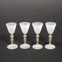  Salviati Set of 8 Antique Hand Blown Latticino Murano Wine Glasses W 24K Gold by Salviati - 4566565