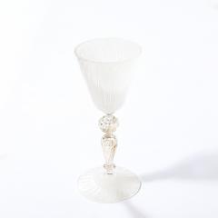  Salviati Set of 8 Antique Hand Blown Latticino Murano Wine Glasses W 24K Gold by Salviati - 4566572