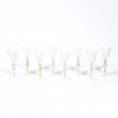  Salviati Set of 8 Antique Hand Blown Latticino Murano Wine Glasses W 24K Gold by Salviati - 4566575