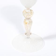  Salviati Set of 8 Antique Hand Blown Latticino Murano Wine Glasses W 24K Gold by Salviati - 4566591