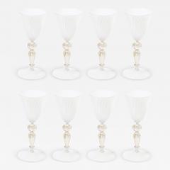  Salviati Set of 8 Antique Hand Blown Latticino Murano Wine Glasses W 24K Gold by Salviati - 4567880