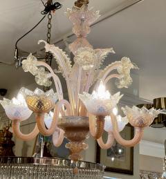  Salviati Vintage Murano Italian Art Glass Pink Gold Chandelier - 2379363
