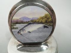  Sampson Mordan Co Set of 3 English Sterling Silver Enamel Fish Place Card Holders - 3762116