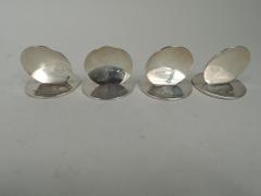 Sampson Mordan Co Set of 4 English Sterling Silver Enamel Fox Place Card Menu Holders - 3753950