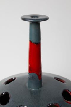  San Polo WHIMSICAL PAIR OF ITALIAN RED AND GREY CERAMIC VASES BY SAN POLO - 2340479