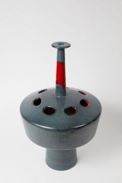  San Polo WHIMSICAL PAIR OF ITALIAN RED AND GREY CERAMIC VASES BY SAN POLO - 2340483