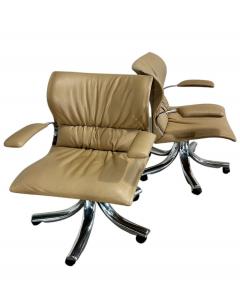  Saporiti 4 Giovanni Offredi for Saporiti Italia Onda Leather Desk Chairs 1970 - 4217949
