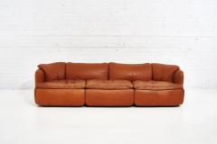  Saporiti Alberto Rosselli for Saporiti Brown Leather Confidential Sofa 1970 s - 1958297