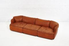  Saporiti Alberto Rosselli for Saporiti Brown Leather Confidential Sofa 1970 s - 1958301