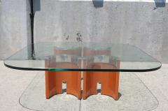  Saporiti Glass Stainless Steel Wood Coffee Table by Saporiti Italia - 106971