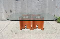  Saporiti Glass Stainless Steel Wood Coffee Table by Saporiti Italia - 106974