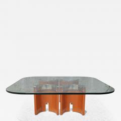  Saporiti Glass Stainless Steel Wood Coffee Table by Saporiti Italia - 124482