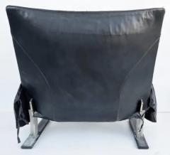  Saporiti Leather Club Chair Ottoman Saporiti Italia Attributed Low Profile Oversized - 3502360