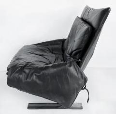  Saporiti Leather Club Chair Ottoman Saporiti Italia Attributed Low Profile Oversized - 3502361