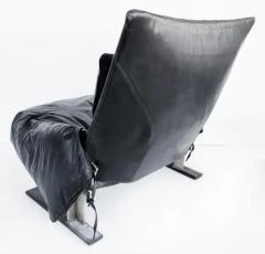  Saporiti Leather Club Chair Ottoman Saporiti Italia Attributed Low Profile Oversized - 3502362