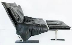  Saporiti Leather Club Chair Ottoman Saporiti Italia Attributed Low Profile Oversized - 3502373