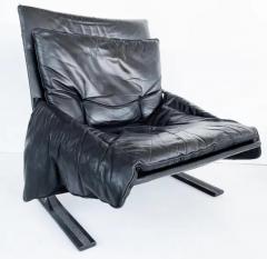  Saporiti Leather Club Chair Ottoman Saporiti Italia Attributed Low Profile Oversized - 3502374