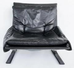  Saporiti Leather Club Chair Ottoman Saporiti Italia Attributed Low Profile Oversized - 3502379