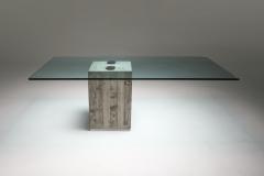  Saporiti Saporiti Concrete and Glass Dining Table 1970s - 1918681
