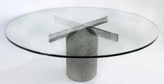  Saporiti Saporiti Italia Concrete Chrome Glass Dining Table - 3507783