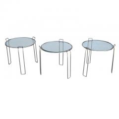  Saporiti Set of Chrome and Glass Nesting Tables by Saporiti - 2525925