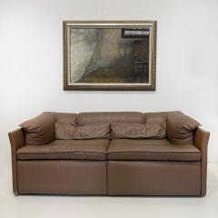  Saporiti Vintage Saporiti Italia 2 Seat Leather Sofa with Curved Sides - 4205414