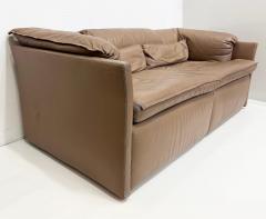  Saporiti Vintage Saporiti Italia 2 Seat Leather Sofa with Curved Sides - 4205425