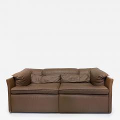  Saporiti Vintage Saporiti Italia 2 Seat Leather Sofa with Curved Sides - 4207730