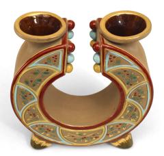  Sarreguemines French Victorian Faience Majolica Double Vase - 4198808