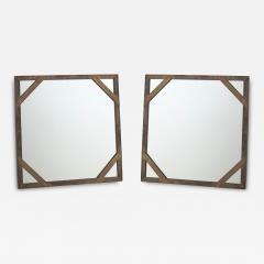  Sarreid Ltd Pair of Chic Patinated Brass Studded Mirrors by Sarried - 4552560