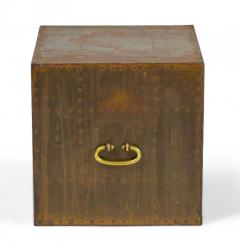  Sarreid Ltd Sarreid Ltd Spanish High Style Brass Studded Cube Occasional Table - 4656528