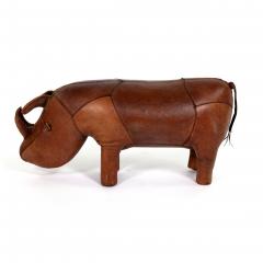  Sarreid Ltd Vintage Leather Rhinoceros Footstool By Sarreid Spain Circa 1970  - 3606855