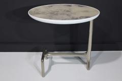  Scala Luxury Scala Luxury Uovo Side Table in Polished Nickel and Polished Goatskin - 2280091