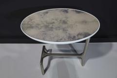  Scala Luxury Scala Luxury Uovo Side Table in Polished Nickel and Polished Goatskin - 2280096