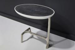  Scala Luxury Scala Luxury Uovo Side Table in Polished Nickel and Shagreen - 2280084